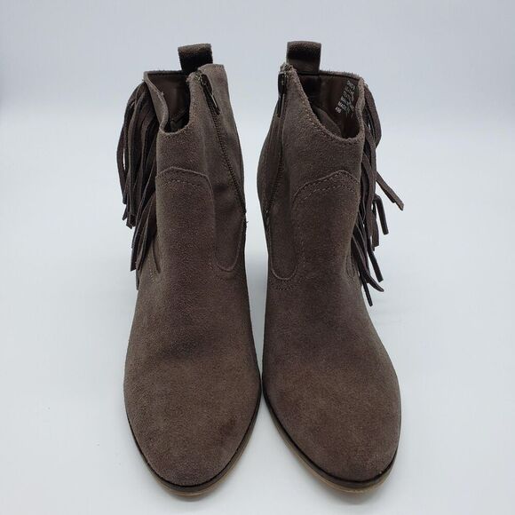 Steve Madden Boots Womens Size 9.5M Brown Suede Fringe Ankle Block Heel Western - Picture 2 of 13